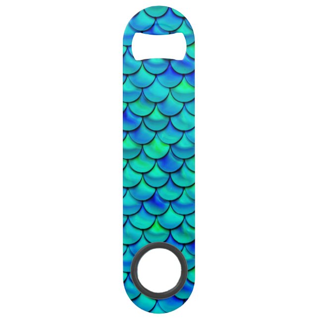 Falln Aqua Blue Scales Speed Bottle Opener (Front)