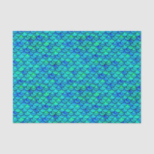 Falln Aqua Blue Scales Tissue Paper