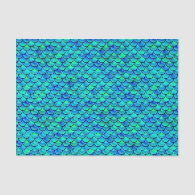 Falln Aqua Blue Scales Tissue Paper (Front)