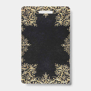 Falln Black And Gold Filigree Badge