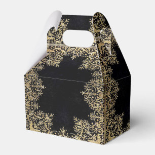 Falln Black And Gold Filigree Favor Box