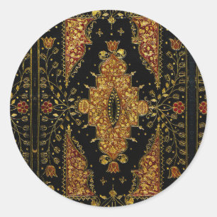 Falln Black and Gold Floral Classic Round Sticker
