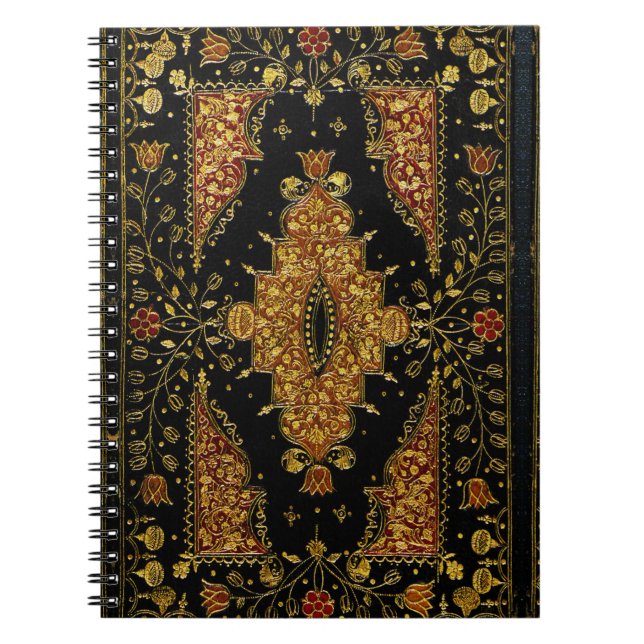 Falln Black and Gold Floral Notebook (Front)