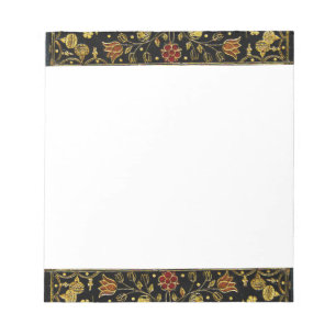 Falln Black and Gold Floral Notepad