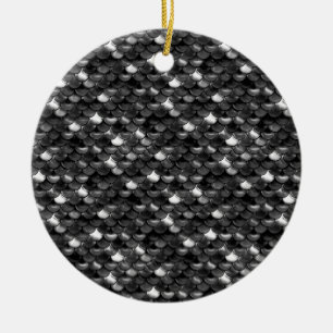 Falln Black and White Scales Ceramic Ornament