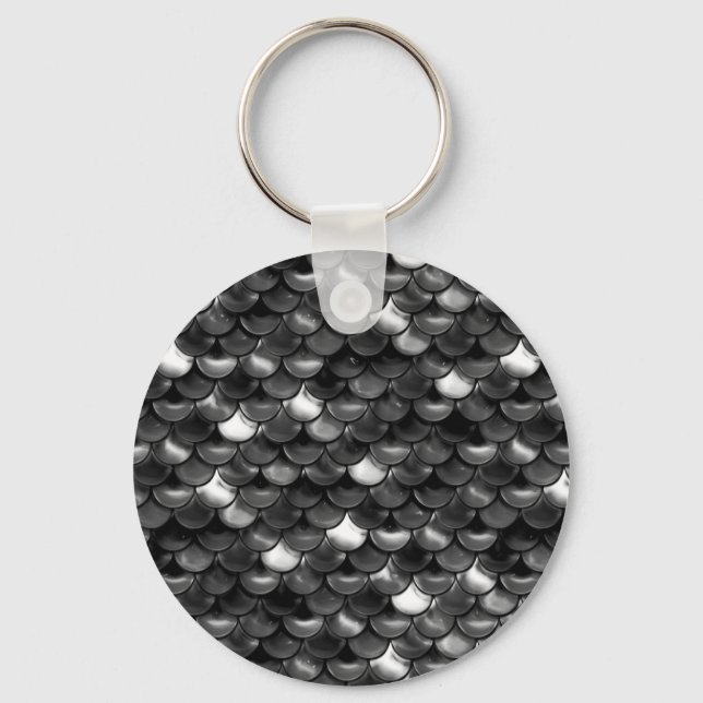 Falln Black and White Scales Keychain (Front)