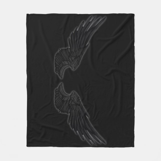 Falln Black Angel Wings Fleece Blanket (Front)