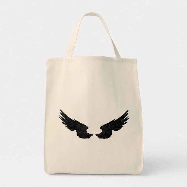 Falln Black Angel Wings Tote Bag (Front)