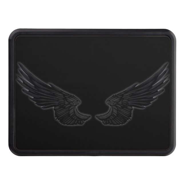 Falln Black Angel Wings Trailer Hitch Cover (Front)