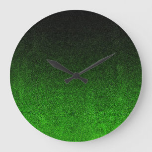 Falln Black & Green Glitter Gradient Large Clock
