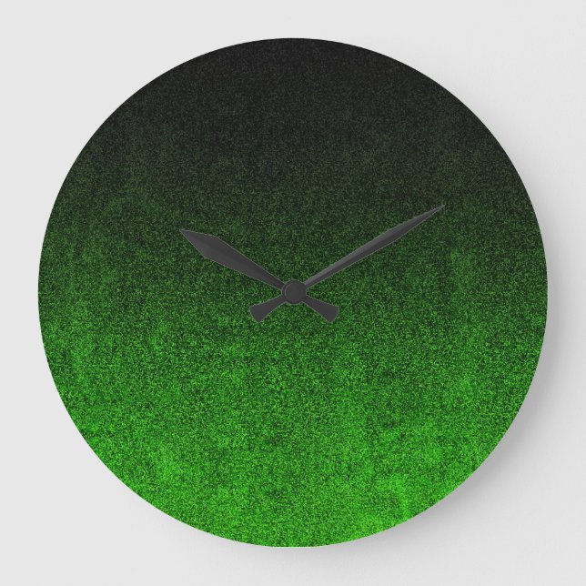 Falln Black & Green Glitter Gradient Large Clock (Front)