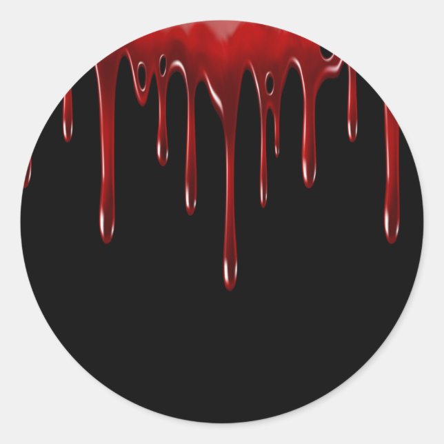 Falln Blood Drips Black Classic Round Sticker (Front)