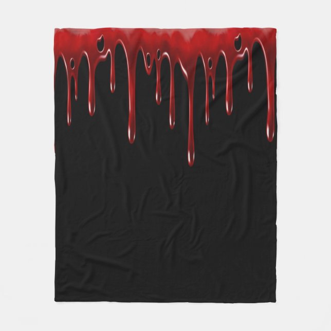 Falln Blood Drips Black Fleece Blanket (Front)