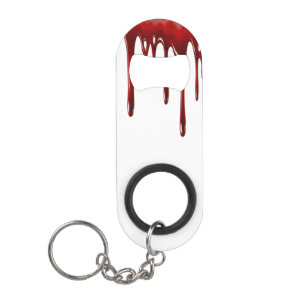 Falln Blood Drips White Keychain Bottle Opener