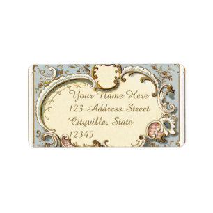 Falln Blue and Gold Victorian Frame Label