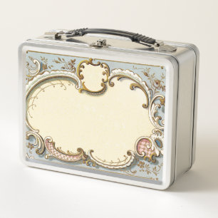 Falln Blue And Gold Victorian Frame Metal Lunch Box