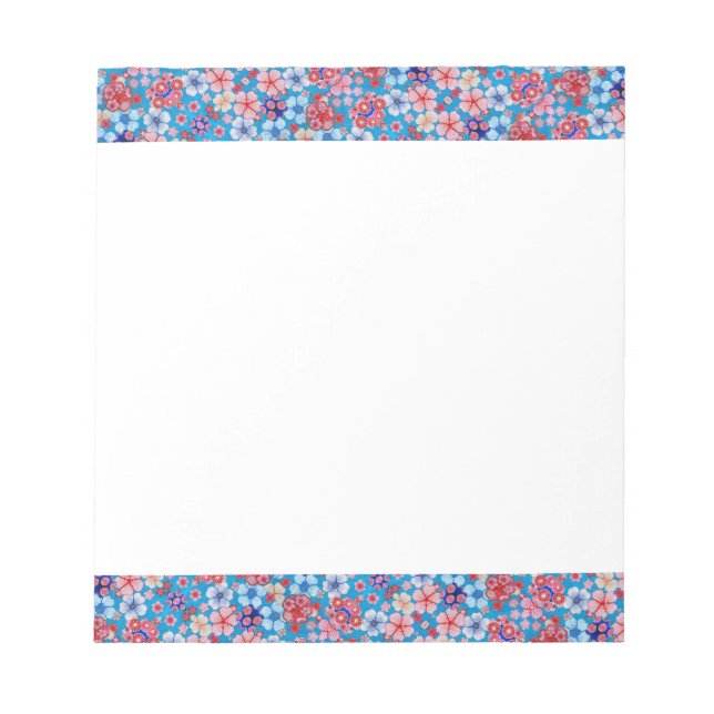 Falln Blue Cascading Floral Chirimen Notepad (Front)