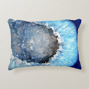 Falln Blue Crystal Geode Decorative Pillow