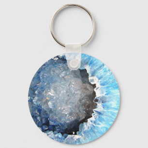 Falln Blue Crystal Geode Keychain
