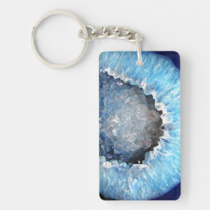 Falln Blue Crystal Geode Keychain