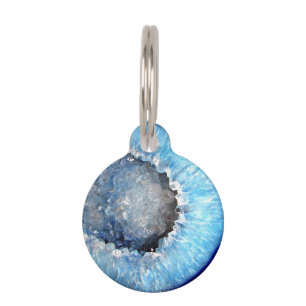 Falln Blue Crystal Geode Pet Tag