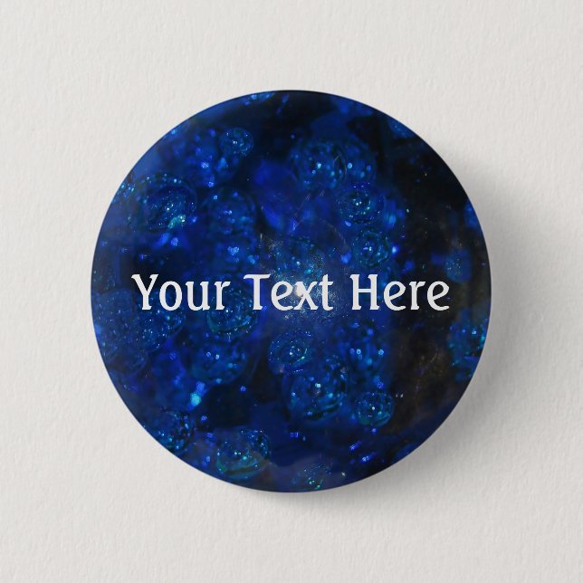 Falln Blue Glass Bubbles 2 Inch Round Button (Front)