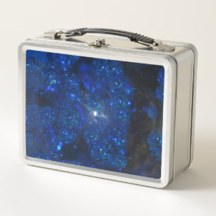 Falln Blue Glass Bubbles Metal Lunch Box