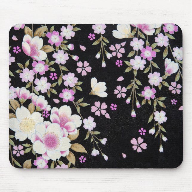 Falln Cascading Pink Flowers Mouse Pad (Front)