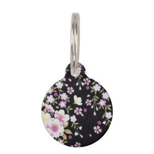 Falln Cascading Pink Flowers Pet Tag
