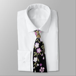 Falln Cascading Pink Flowers Tie
