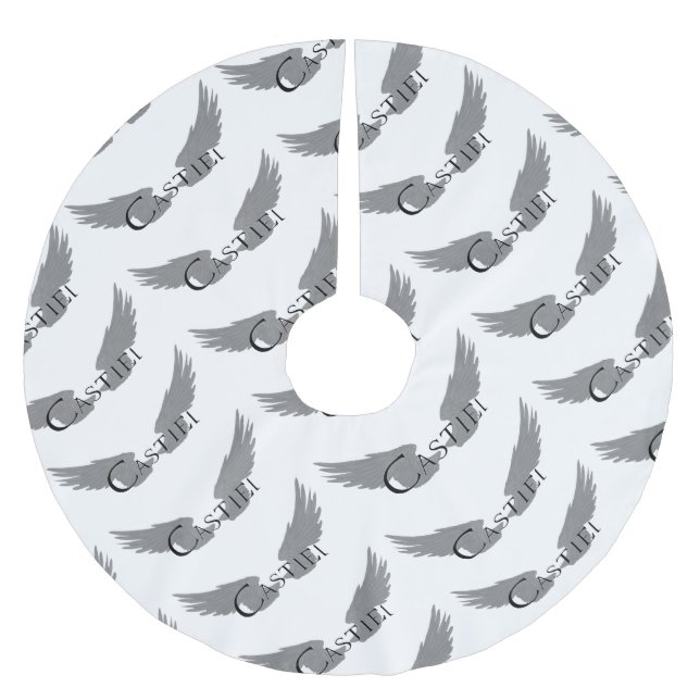 Falln Castiel With Wings Black Brushed Polyester Tree Skirt (Front)