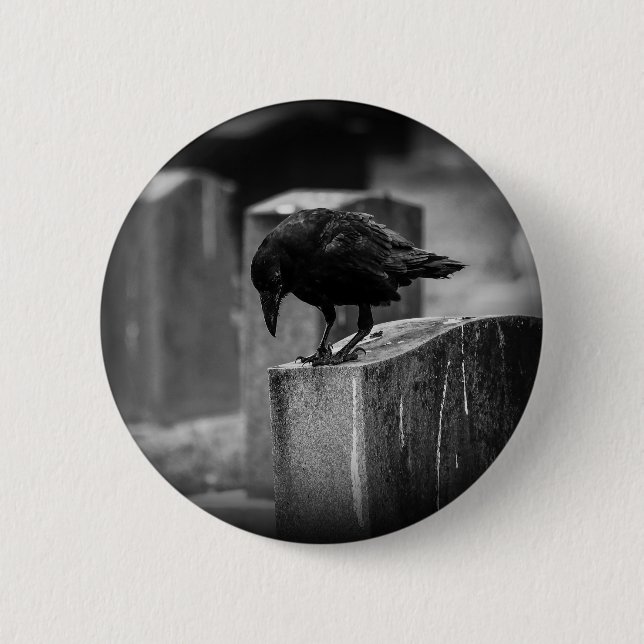 Falln Cemetery Crow 2 Inch Round Button (Front)