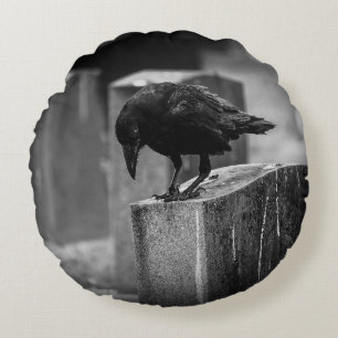 Falln Cemetery Crow Round Pillow