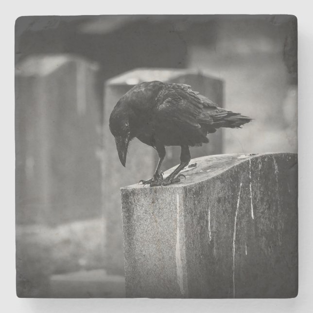 Falln Cemetery Crow Stone Coaster (Front)