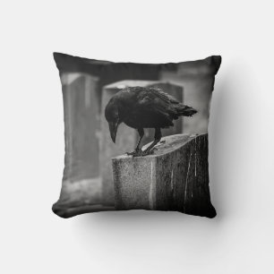 Falln Cemetery Crow Throw Pillow