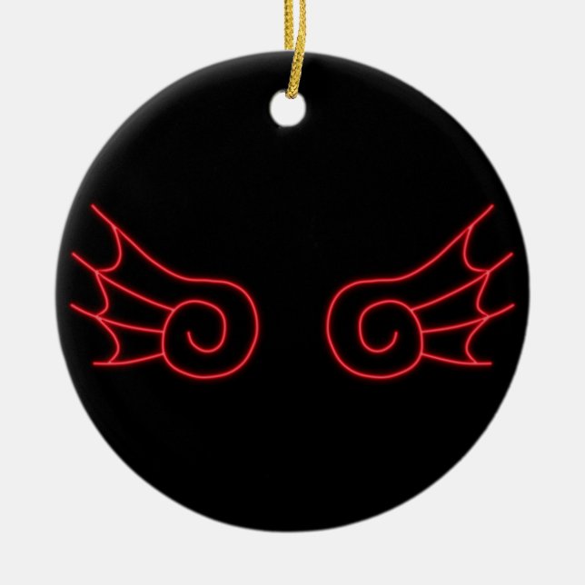 Falln Chibi Demon Wings Ceramic Ornament (Front)