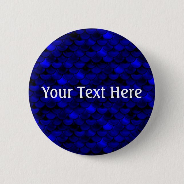 Falln Dark Blue Mermaid Scales 2 Inch Round Button (Front)