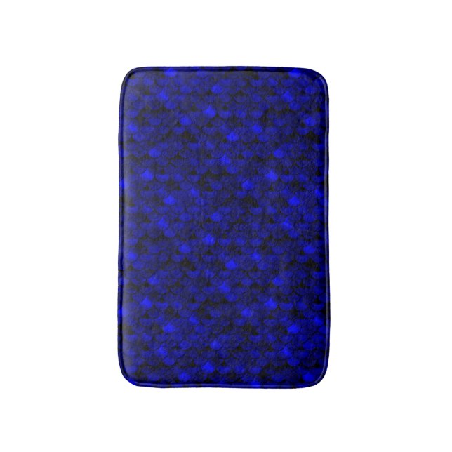 Falln Dark Blue Mermaid Scales Bath Mat (Front Vertical)
