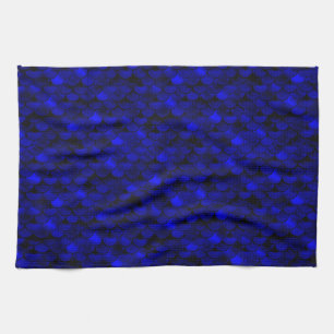 Falln Dark Blue Mermaid Scales Kitchen Towel