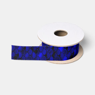 Falln Dark Blue Mermaid Scales Satin Ribbon
