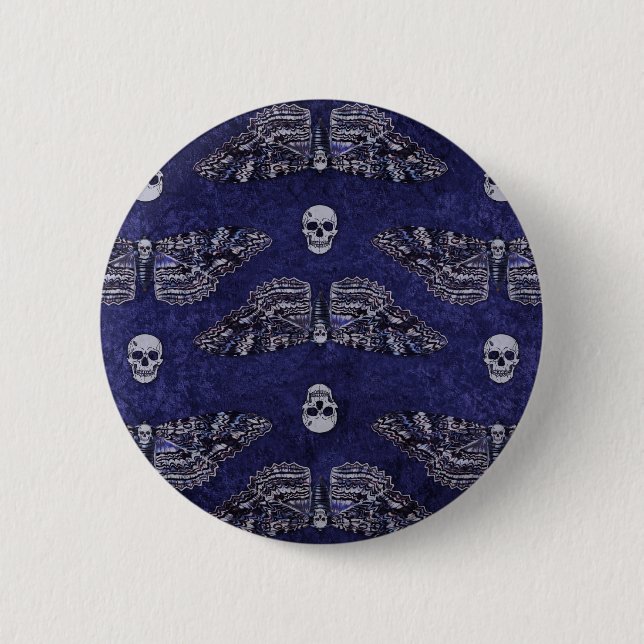 Falln Deathshead Moth and Skulls 2 Inch Round Button (Front)