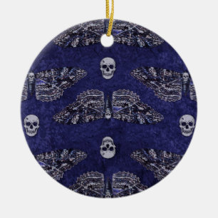 Falln Deathshead Moth and Skulls Ceramic Ornament