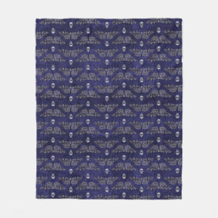 Falln Deathshead Moth and Skulls Fleece Blanket