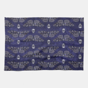 Falln Deathshead Moth and Skulls Kitchen Towel