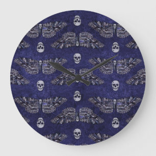 Falln Deathshead Moth and Skulls Large Clock
