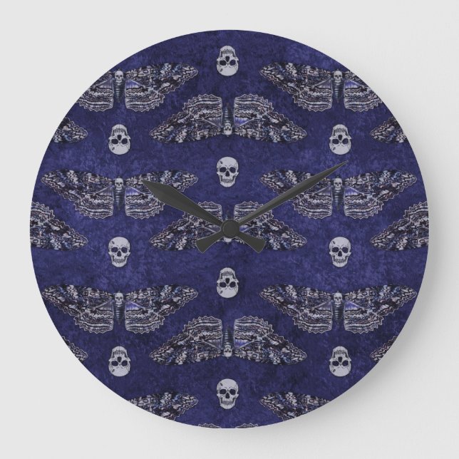 Falln Deathshead Moth and Skulls Large Clock (Front)