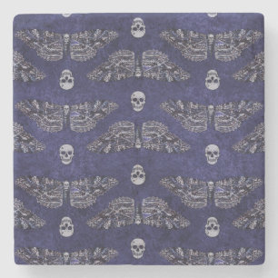 Falln Deathshead Moth and Skulls Stone Coaster