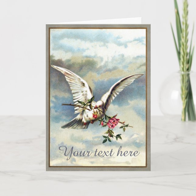 Falln Dove with Roses Holiday Card (Front)