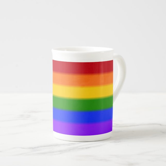 Falln Gay Pride Flag Bone China Mug (Front Right)