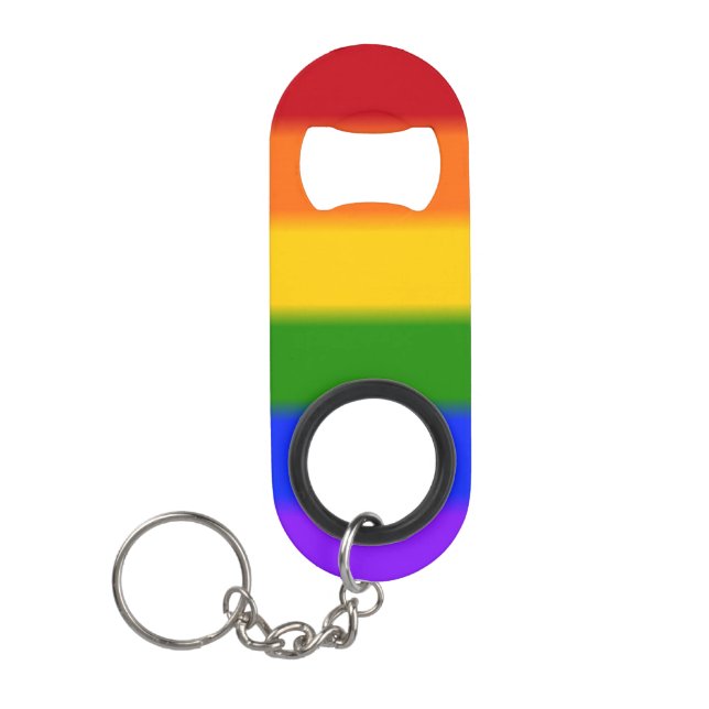Falln Gay Pride Flag Keychain Bottle Opener (Front)